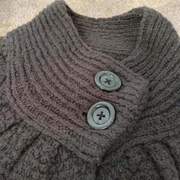 Kensie Size Medium M Black Sweater Layer Cover Button Retro Knitted Short Sleeve - Picture 6 of 9